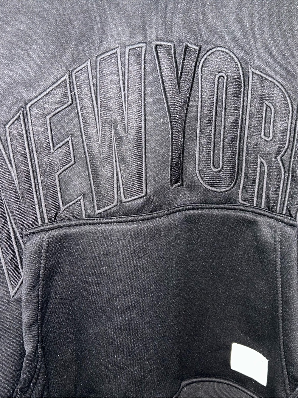 Men's Black Hoodie with New York Embossed Front - Picture 5 of 6